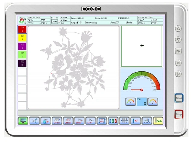 Wonyo 6 Head Computerized Embroidery Machine for Hat T-Shirt Flat Embroidery