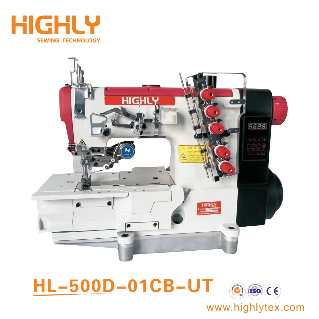 Direct Drive High Speed Flat Bed 3 Needle 5 Thread Interlock Stretch Sewing Machine