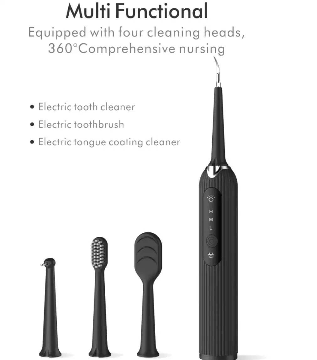 New Design 4 Replaceable Clean Heads 5 in 1 Electric Tartar Dental Calculus Remover Sonic Cleaning Tools Tooth Tartar Scraper