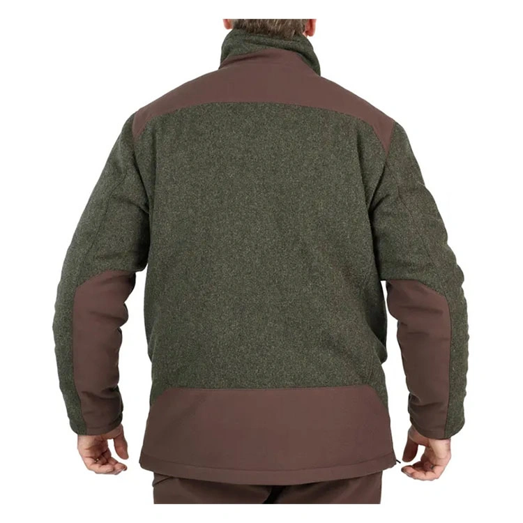 Good Quality Waterproof Warm Wool Silent Hunting Jacket Green with Fleece Lining