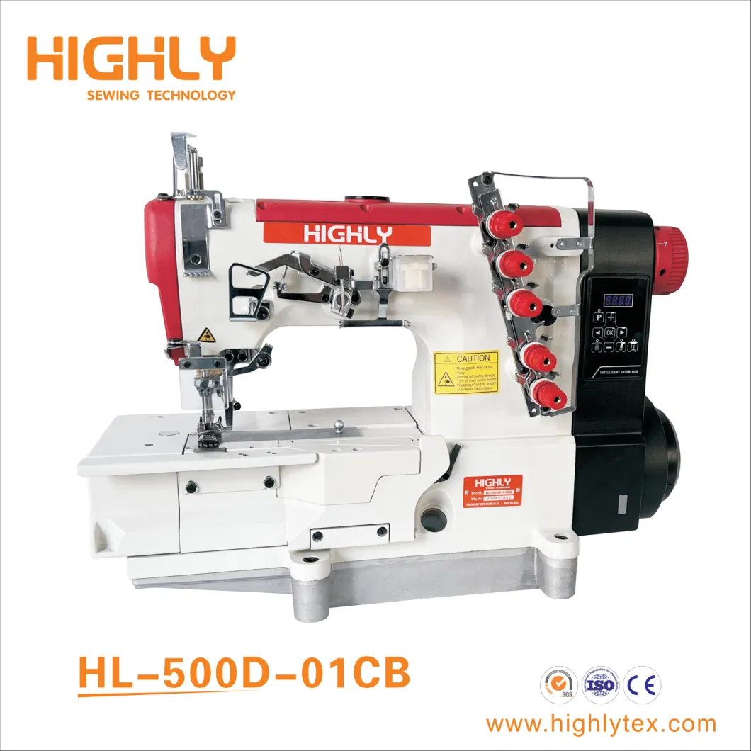 Direct Drive High Speed Flat Bed 3 Needle 5 Thread Interlock Stretch Sewing Machine