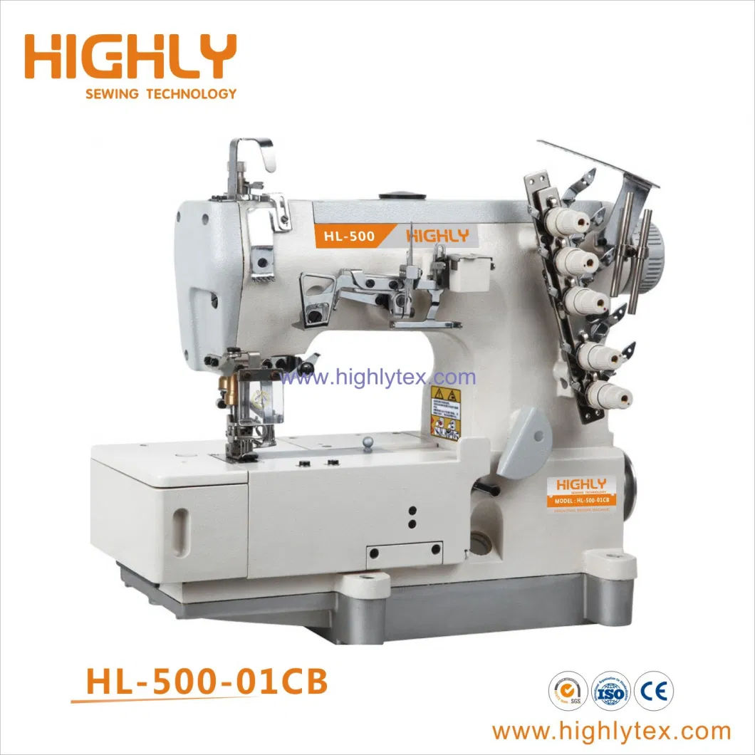 Direct Drive High Speed Flat Bed 3 Needle 5 Thread Interlock Stretch Sewing Machine