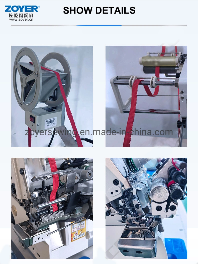 Zy987-4da Zoyer Elastic Belt Waist Upper Round- Collar Machine Cylinder Bed Four Thread Overlock Sewing Machine