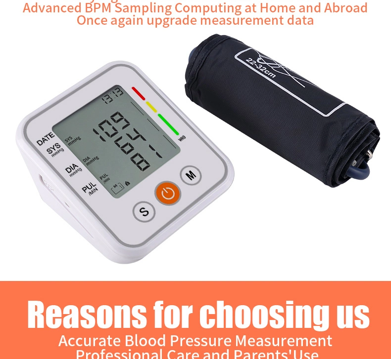 Portable Medical Electronic Digital Blood Pressure Monitor with Large LED for Home