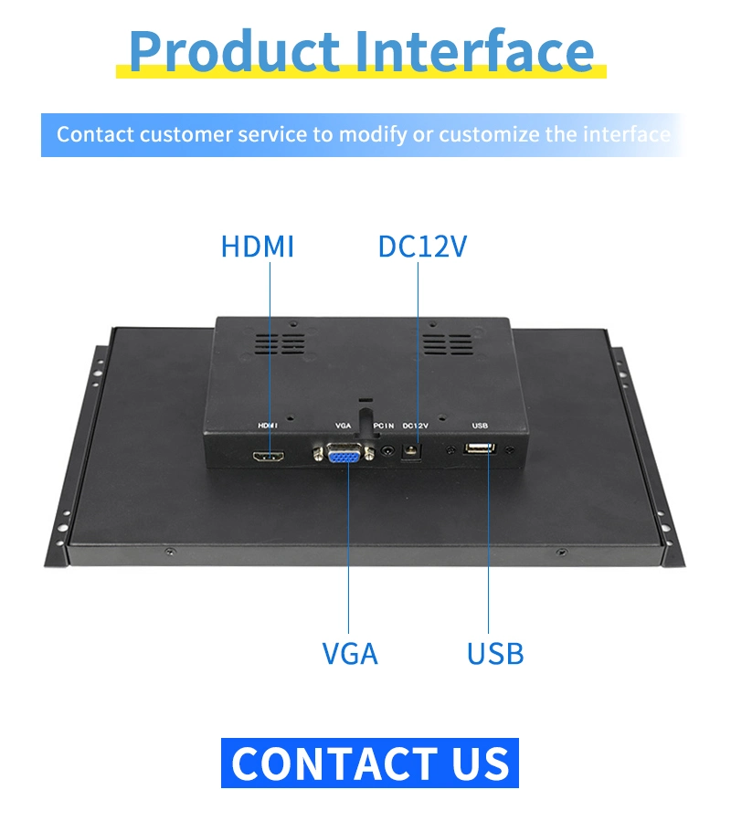 17 Inch Metal Vase Wall Mounted Embedded Touch Screen Panel Monitor Industrial Computer IPS Display HMI VGA Port