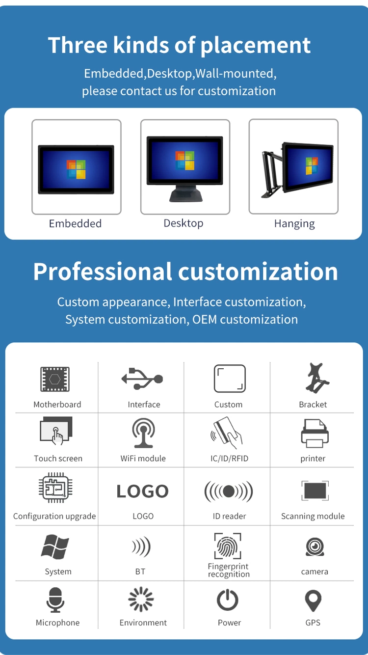 Industrial Computer IP65 Waterproof Stainless Steel Android Windows Industrial Tablet Panel PC 10.1 15 21.5 Inch Touch Screen All in One PC Industrial Panel PC