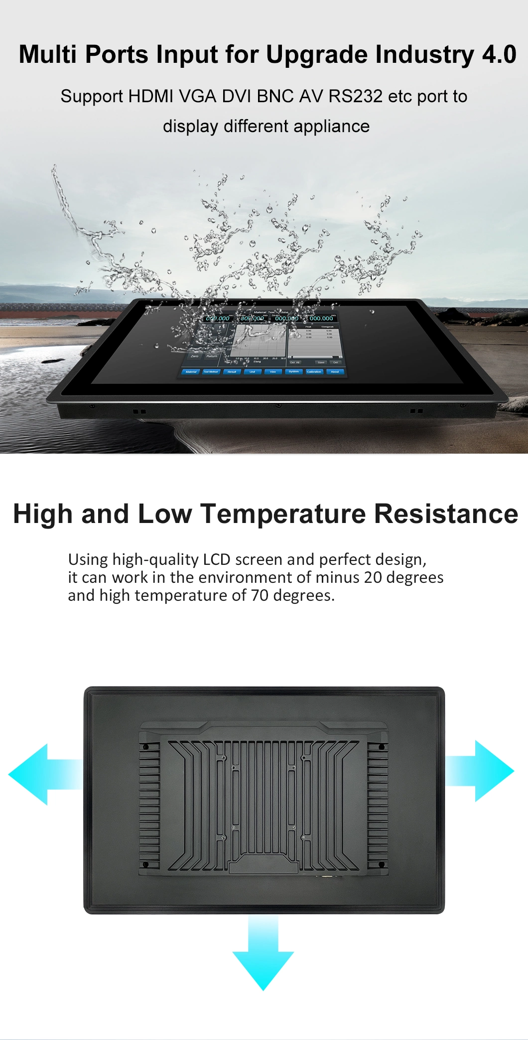18.5 Inch Fanless Industrial PC IPS1920*1080 Industrial Capacitive Touch Screen IP65 Waterproof Monitors