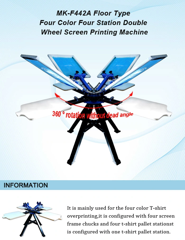 Mk-F442A Floor Type Four Color Four Station Double Wheel Screen Printing Machine
