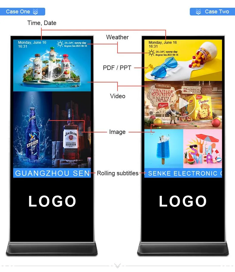 Content Management Software Videos Player Floor Standing Touch Screeen 43 Inch Digital Signage for Restaurant