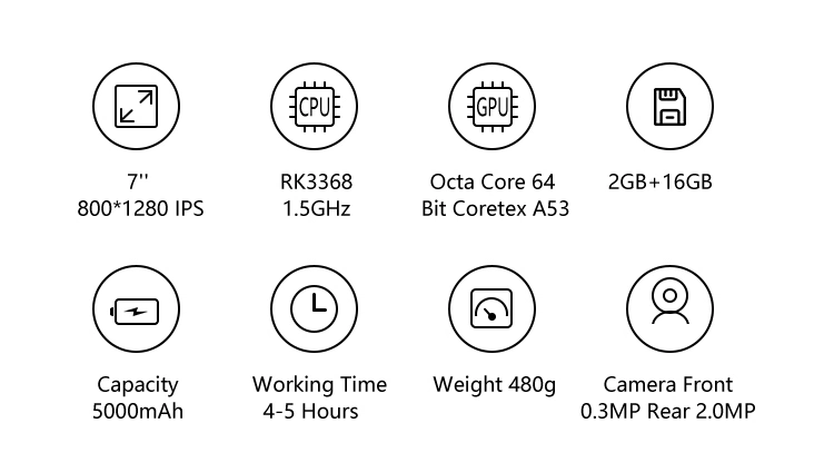 7 Inch AC Android Tablet IPS Display Screen 6g RAM 64G ROM 2.0MP Front Dual Camera Touchscreen