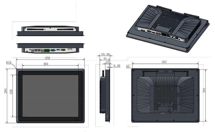 Dual Gigabit 15 Inch Touchscreen Embedded Computer RS485/RS232 All in One Desktop Industrial PC Linux