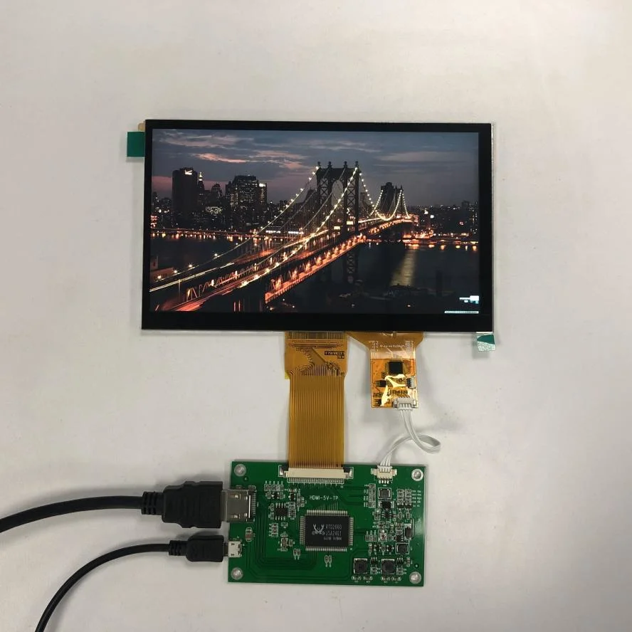 China Supplier Raspberry Pi 7 Inch 1024x600 IPS RGB TFT LCD Display Monitor 5 Points Cap Touchscreen Touch LCM Display Module