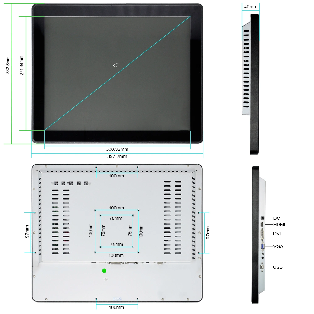 Cjtouch 17inch Waterproof Projected Capacitive Frameless Flat Screen Touch Monitor