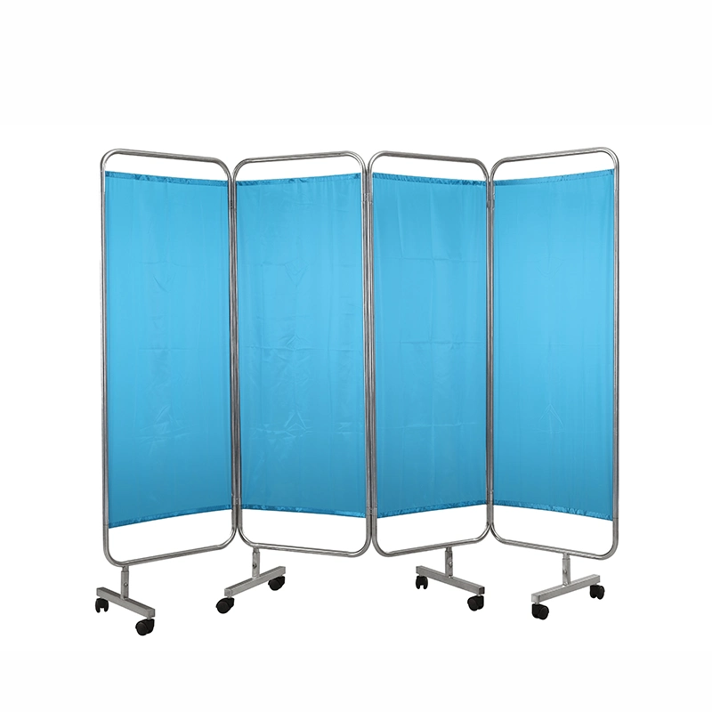 Medical Products Hospital Stainless Steel 4 Foldings Patient Ward Screen with Panels