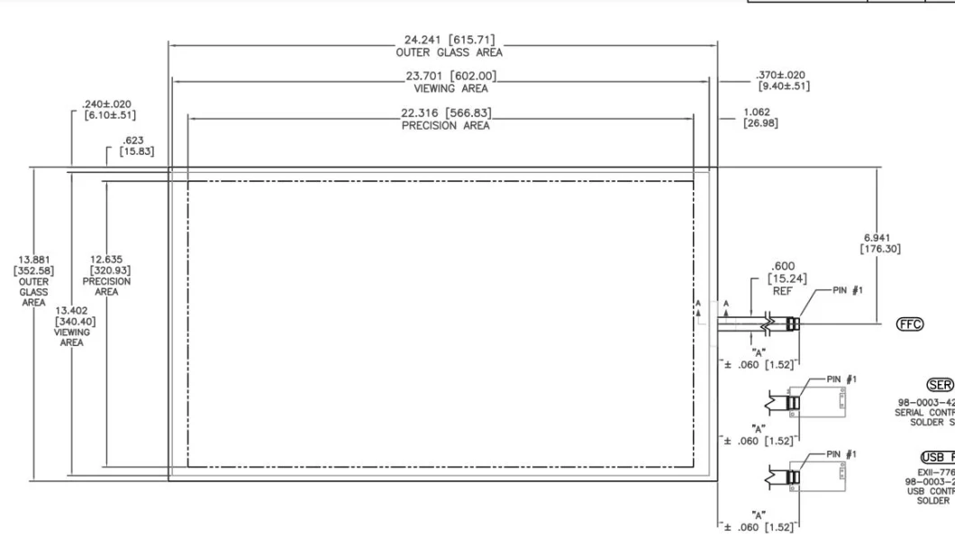 27.23inch 3m Surface Capacitive Touchscreen OEM Casino Slot Machine Touch Sensor Replacement 98-0003-4234-9