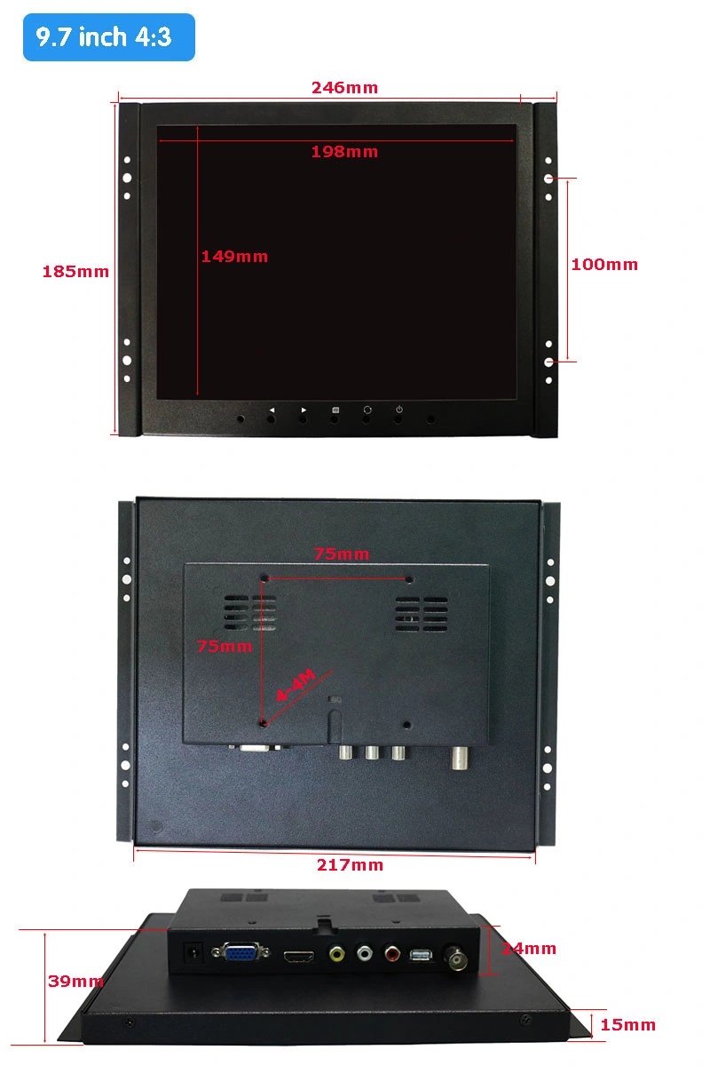 Zhixianda 9.7 Inch 4: 3 Open Frame Metal Case 1024X786 Industrial Grade Touch Screen Monitor