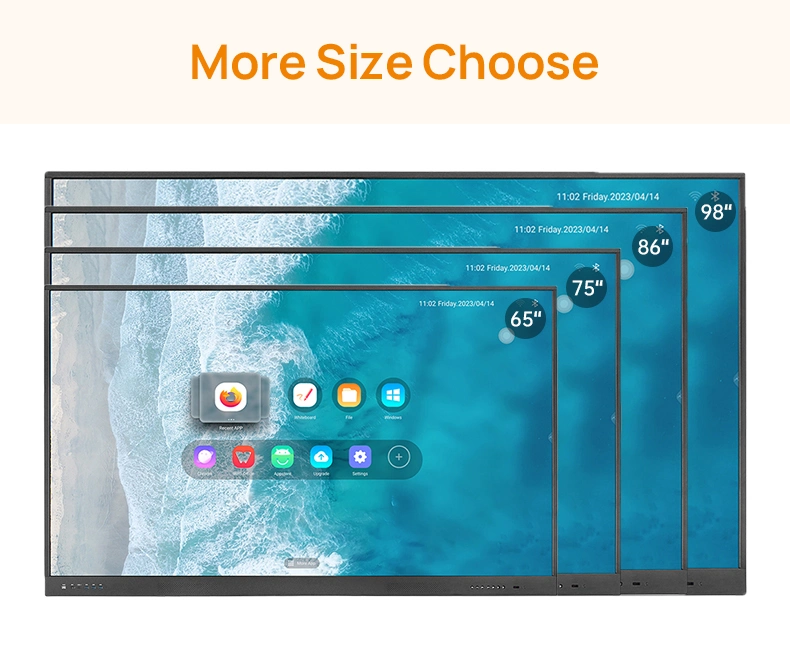 Hot Selling 55 65 75 85 86&prime;&prime; Interactive Touchscreen Whiteboard All-in-One PC