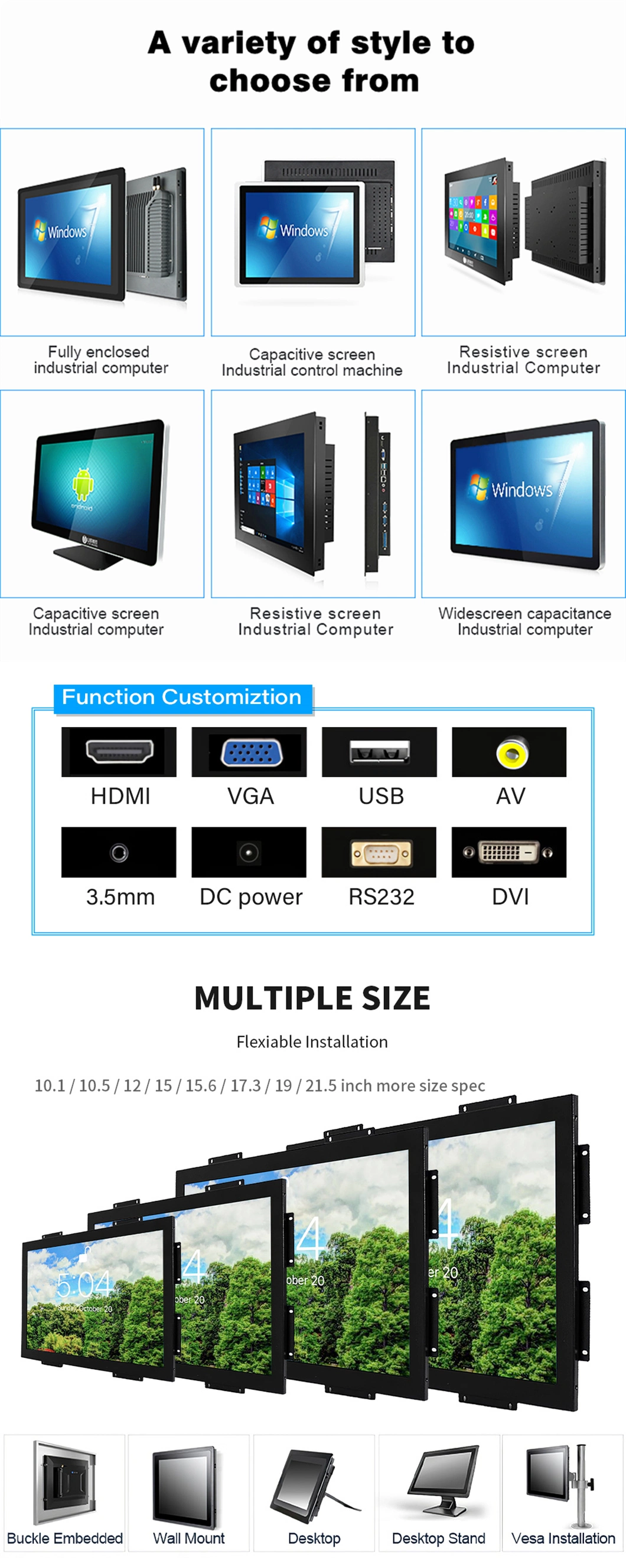 15.6 Inch 4: 3 Rk Embedded Installation Touch Screen Industrial Grade Monitor Industrial Computer