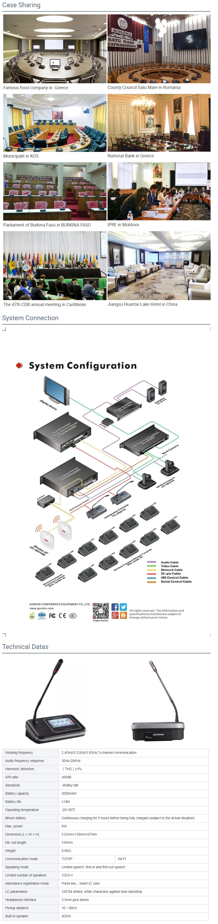 Wireless Discussion Touch Screeen Discussion Interpretation Microphones with CE