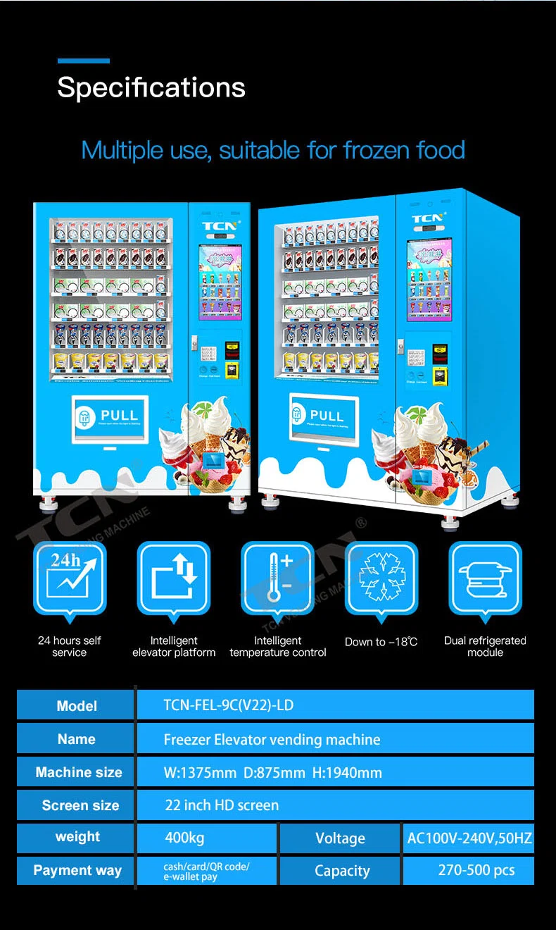 Tcn Ice Lolly Vending Machine with 22 Inches Touch Screeen