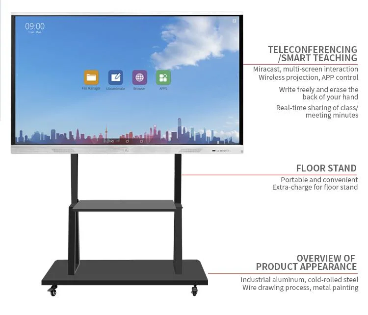 Dual OS X86 / Android 65 Inch All-in-One PC Electronic Writing Whiteboard Interactive Board Touch Screen