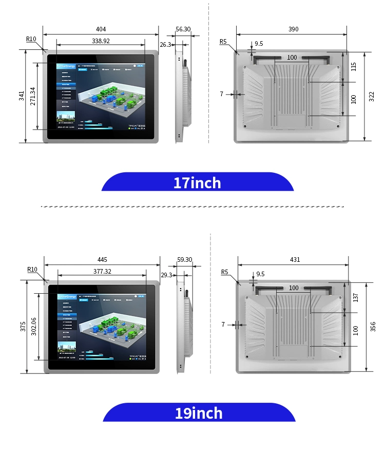 Fanless Industrial PC Touch Panel PC Embedded 7 10 15 19 21 Inch Android Windows Capacitive Industrial Computer with RFID All in One PC IP65 Industrial Panel PC