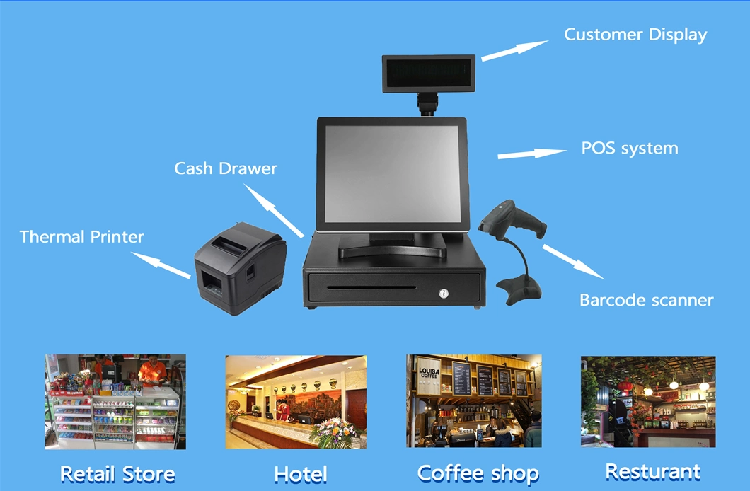 Double Screen 15 Inch Point of Sale All in One PC Touchscreen Touch Screen