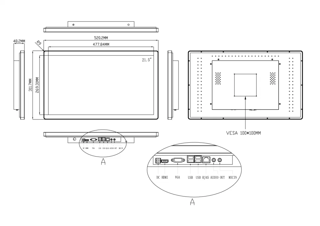 21.5 Inch Commercial All in One Computer Advertising Battery Powered Touch Screen