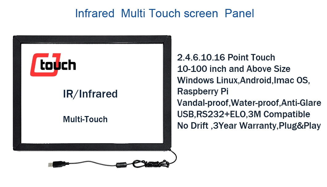 IR Infrared Touch Panel 10.4inch Touch Screen LCD Display Signage USB Interface Glass Overlay Kit Temperature Glass Industrial CNC Touchscreen