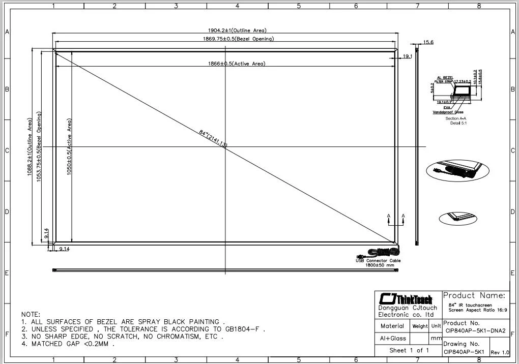 China IR Touch Frame Manufacturer 84inch 40 Points Touch Screen Overlay