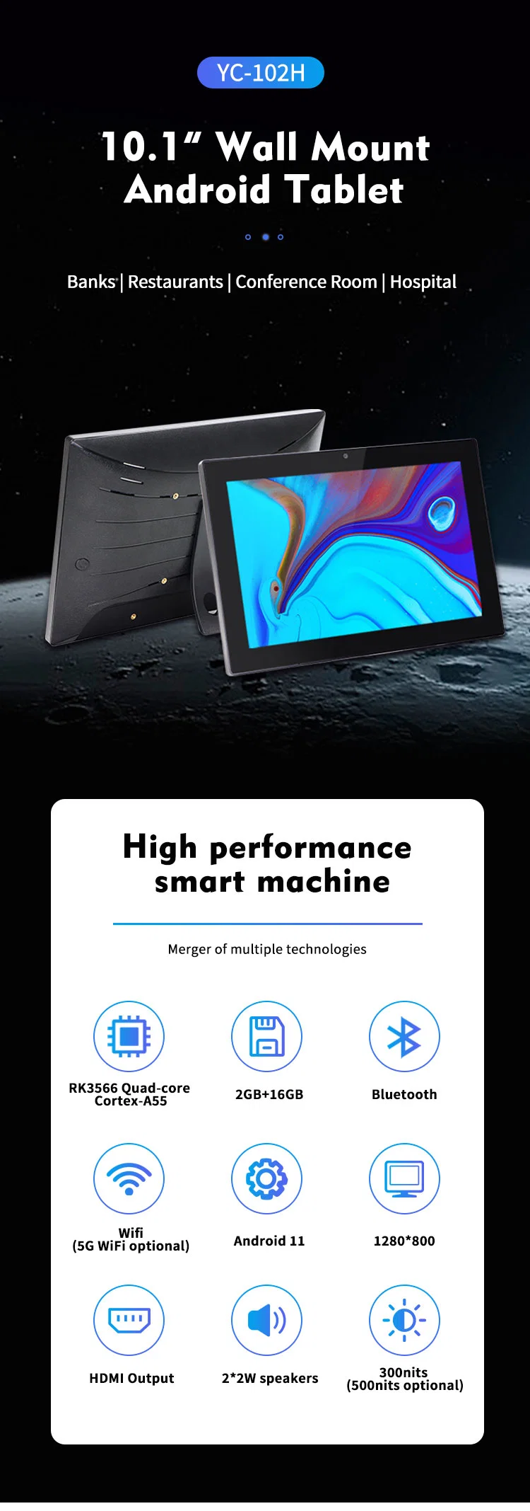 High Quality 10.1-Inch Android 11 Touch Screen Retail Advertising Machine Smart Home Embedded Tablet