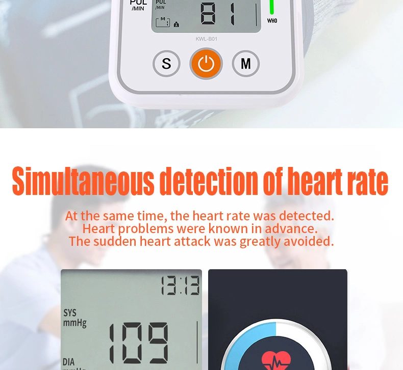 Portable Medical Electronic Digital Blood Pressure Monitor with Large LED for Home