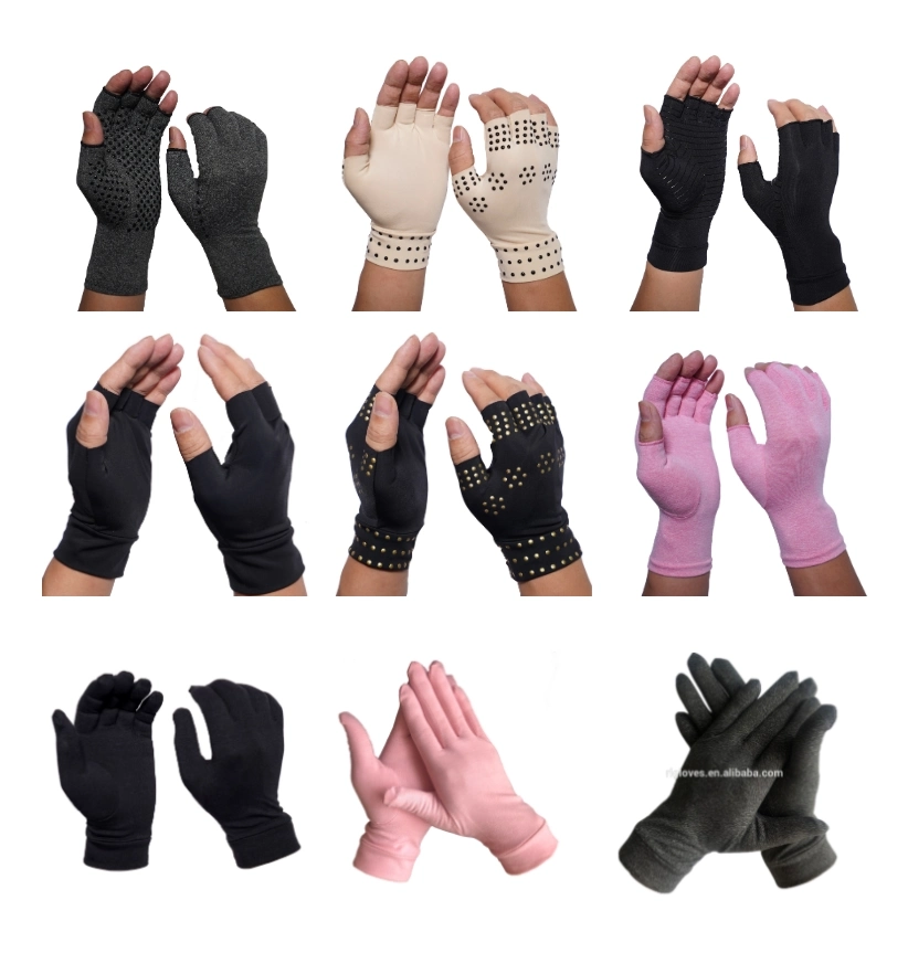 Black Copper Infused Full Finger Arthritis Gloves with Touch screen Fingers