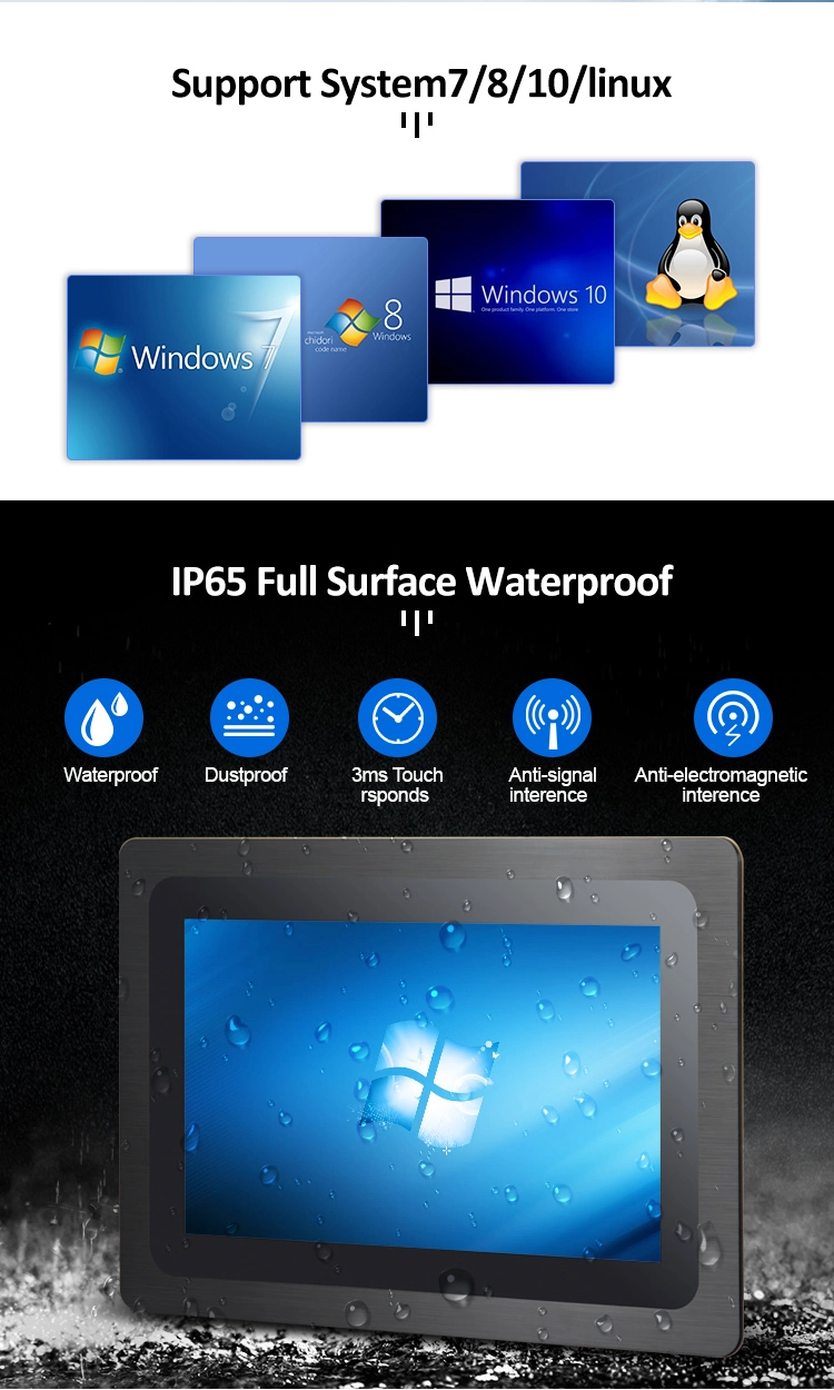 Industrial Metal Plus Rugged Glass 10.1 Touch Screen USB Monitor, Android Windows10 Touch PC Optional
