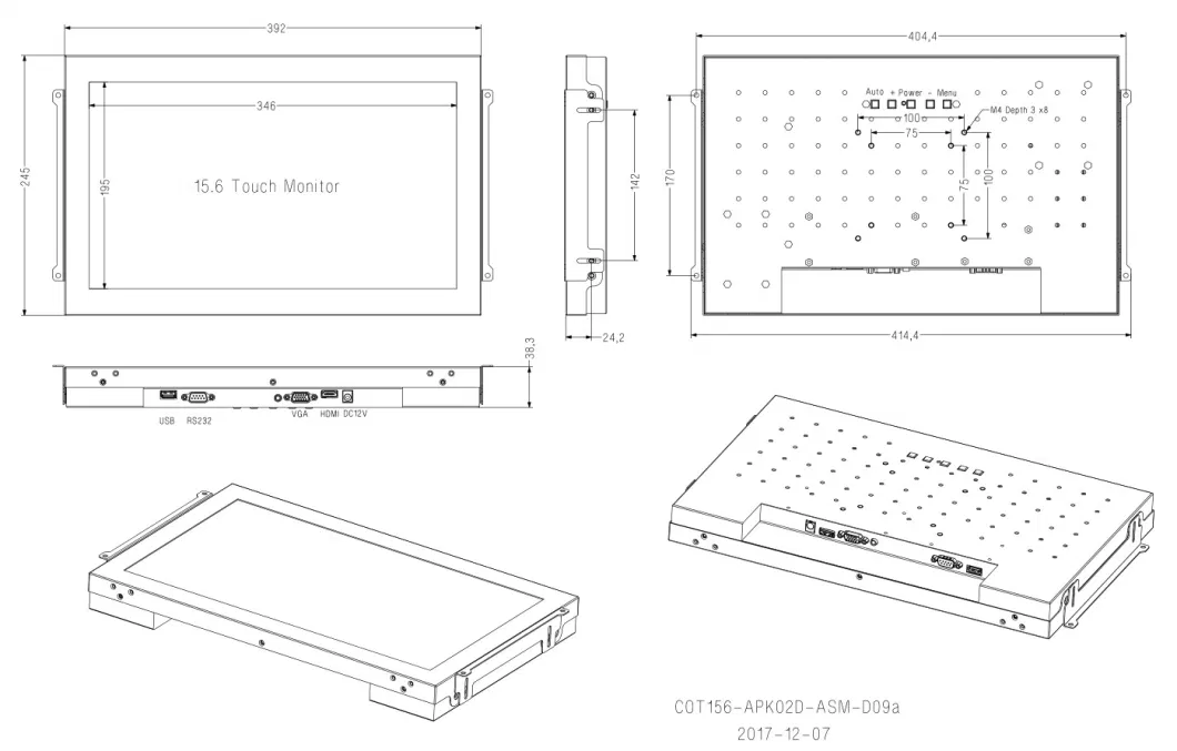 Openframe 15.6 Inch Touch Monitor Industrial School Education Whitebaord Smart TV Touchscreen LCD Display Android