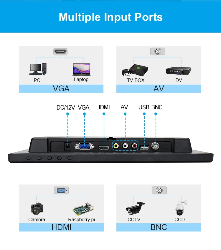 12inch Capacitive Touch Screen Monitor LCD Display with VGA/HDMI/AV/BNC/USB Interface