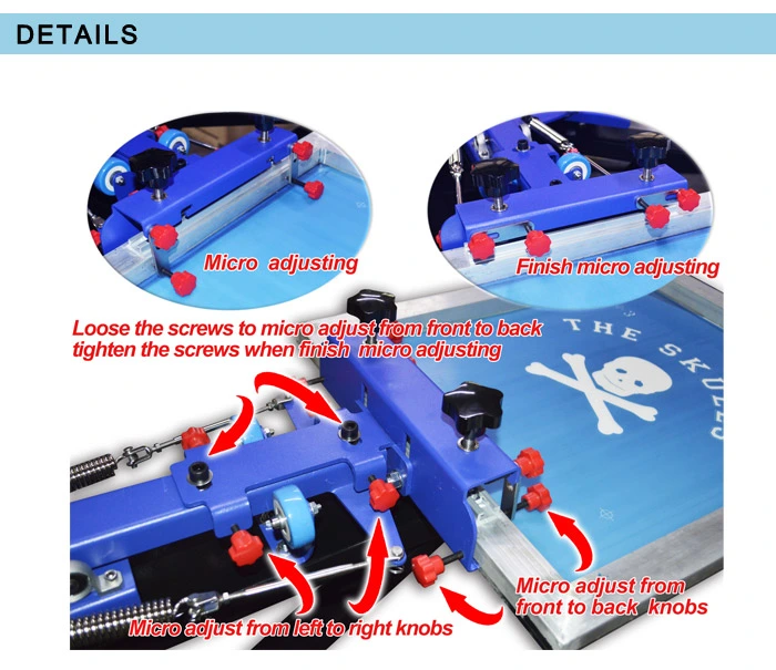 Manufacturer Wholesale Desktop Fine Tuning Four Color Four Station Single Wheel Overprint Screen Printing Machine