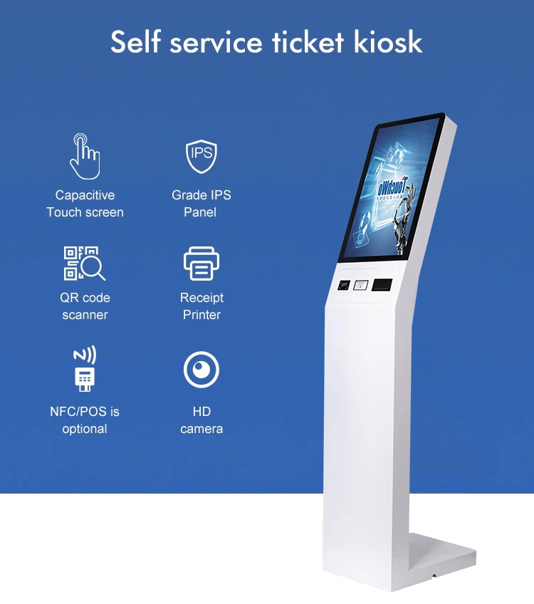 Payment Kiosk Qr Scanner 21.5 32inch Floor Stand Touchscren Kiosk Win10 Camera with POS