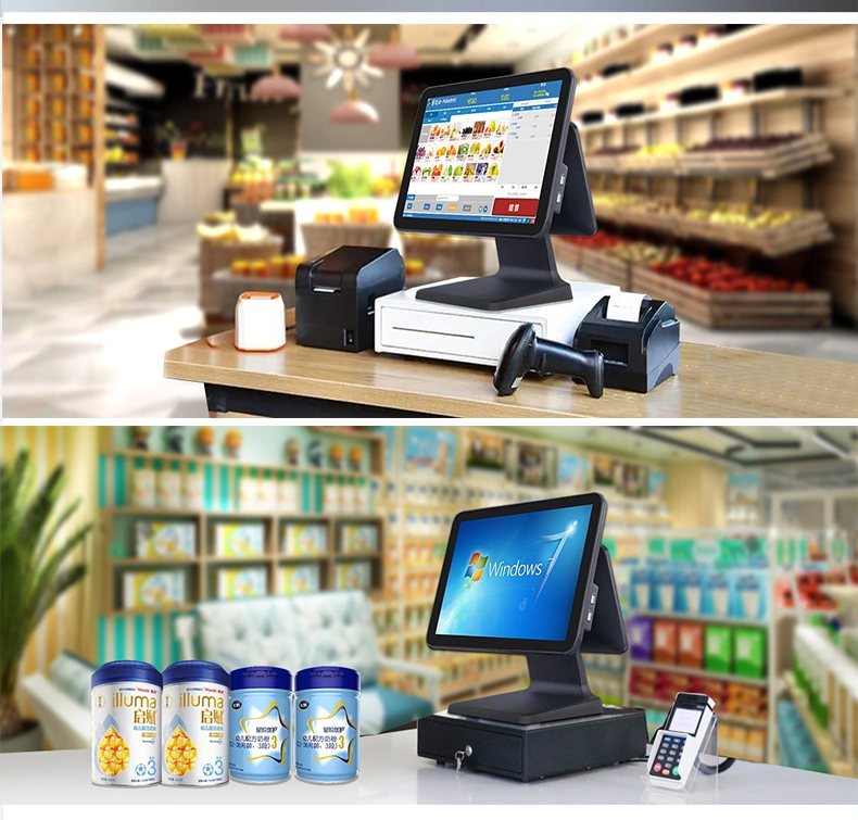 Factory POS Machine Terminals Double Screen Display Computer OEM All in One Touch Screen POS System Retail Software Android/Wins POS Machine