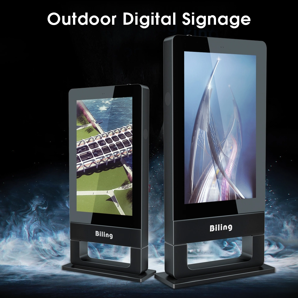 55 Inch Large Big Outdoor Advertising LCD Display Screen TV Floor Stand Digital Signage Kiosk Monitor