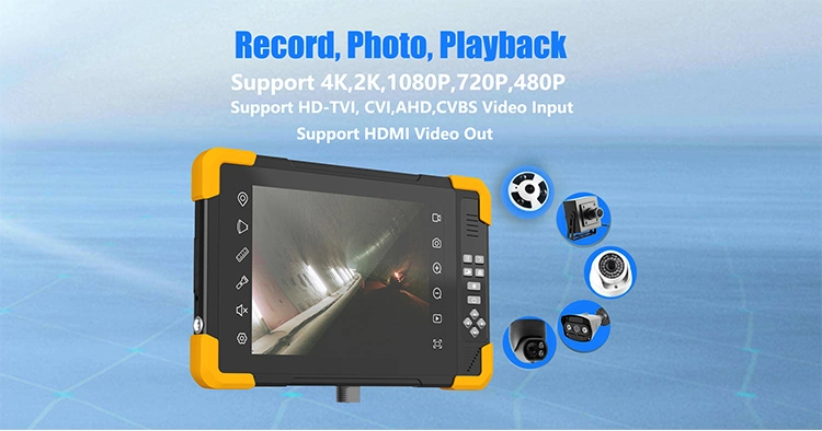 Portable 4K WiFi Touch Screen Multifunction CCTV Pipe Robot Monitor