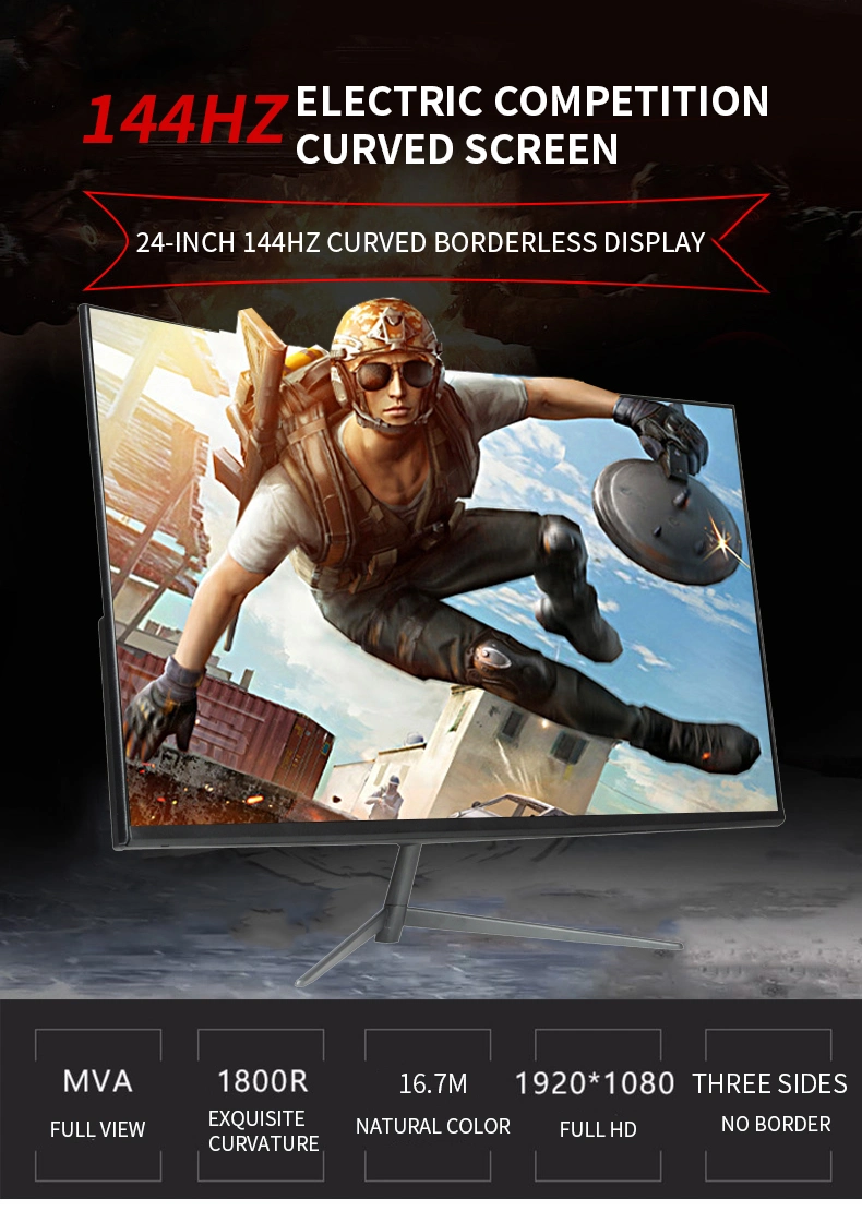 Large Curved Screen 24-Inch 2ms 2800r 144Hz Gaming Motor E-Sport Game Monitor for PC