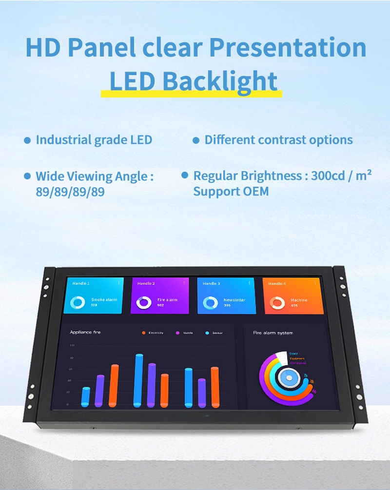 17 Inch Metal Vase Wall Mounted Embedded Touch Screen Panel Monitor Industrial Computer IPS Display HMI VGA Port