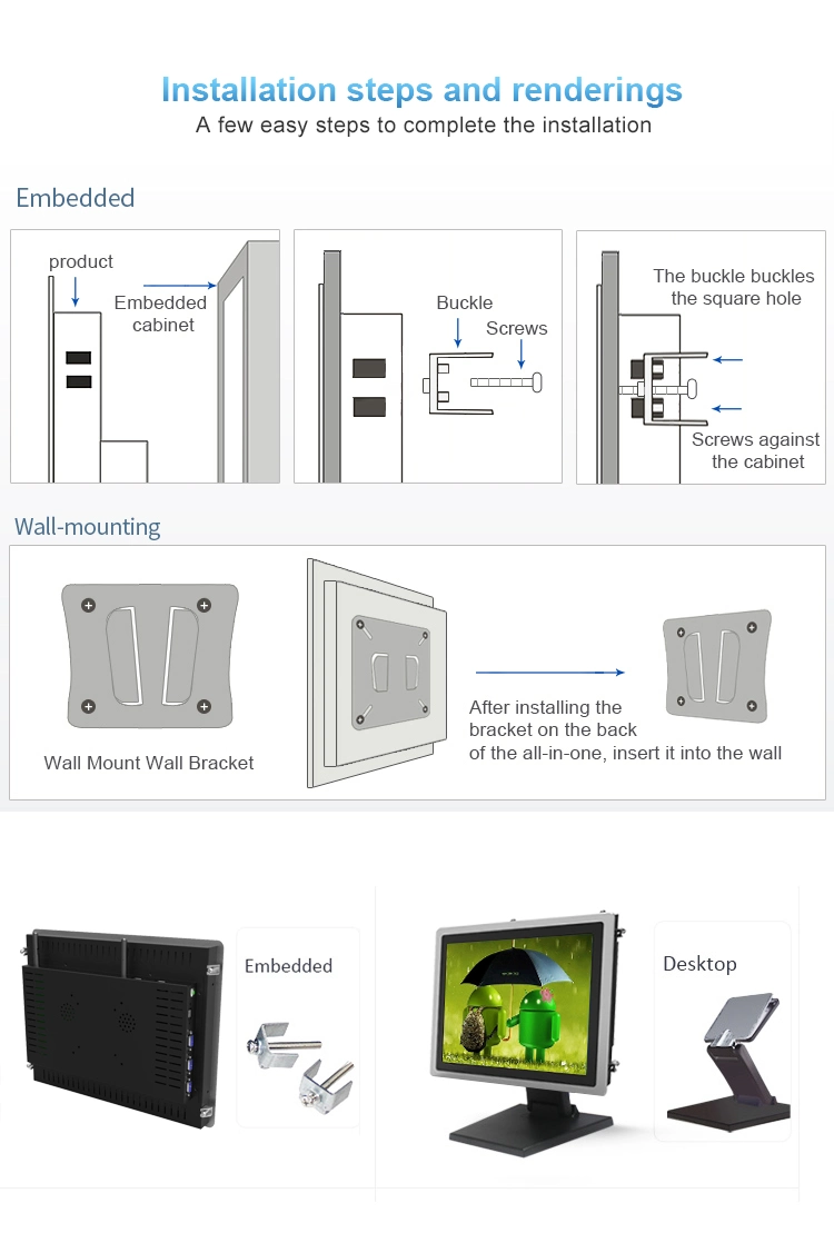 Industrial Panel PC 8 10.4 12.1 13.3 15 Inch Embedded Touch Screen All in One PC Industrial Mini PC