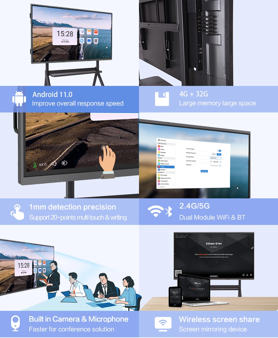 All in One Digital Whiteboard Game Touch Screen Smart Board Ifp Panel Flat TV Interactive Panel Touch Screen