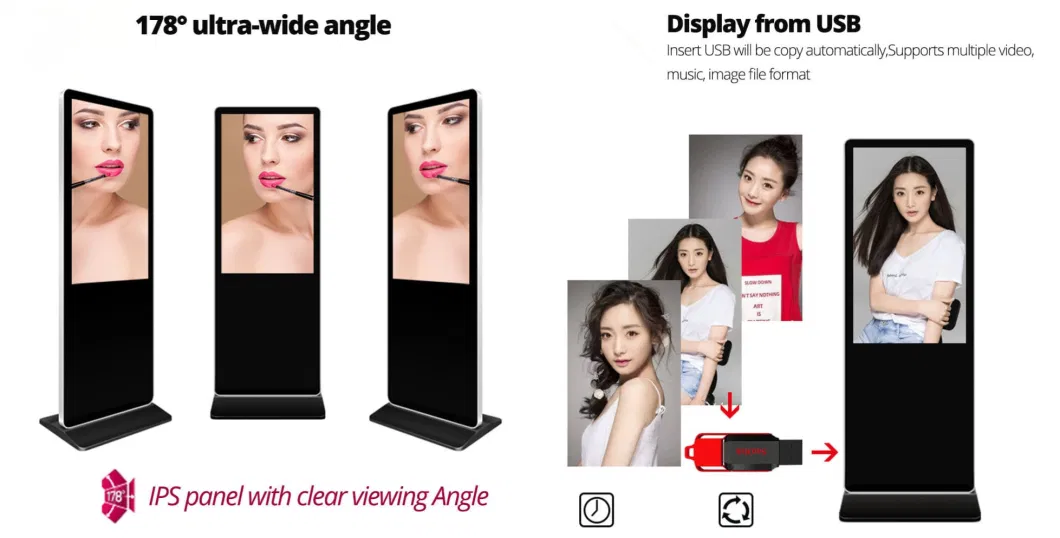 Shopping Mall 43&quot;55&quot;65&quot; Floor Stand Touch Screen Kiosk All in One Computer Digital Advertising Screen