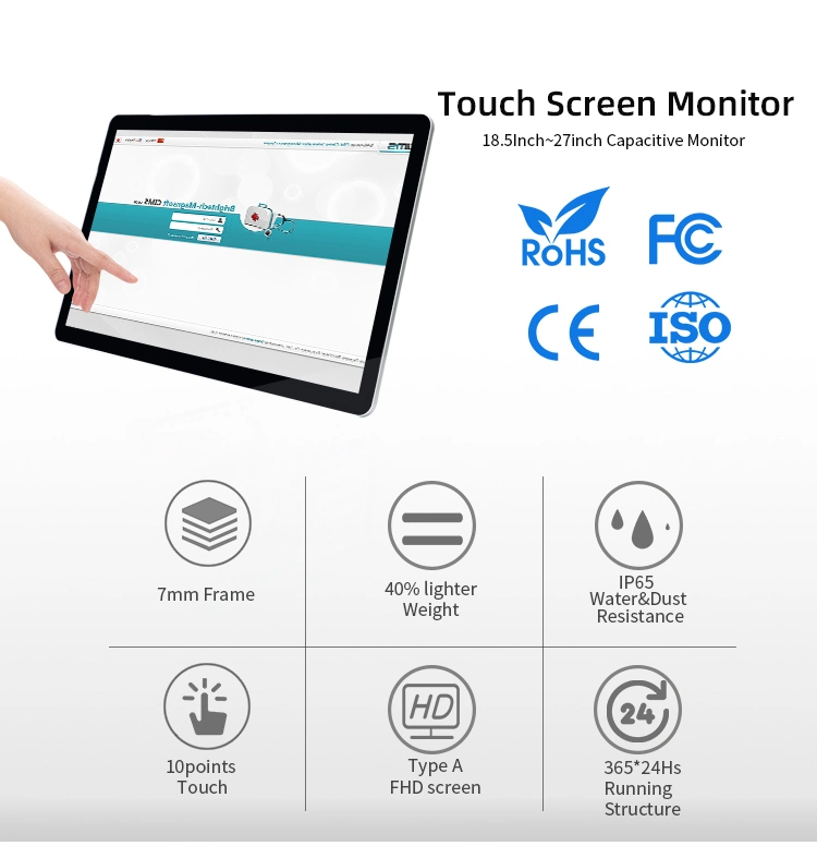 Touchwo 1000nits High Brightness Outdoor 22 Inch 21.5 Inch Capacitive Touch Screen Monitor Suppliers