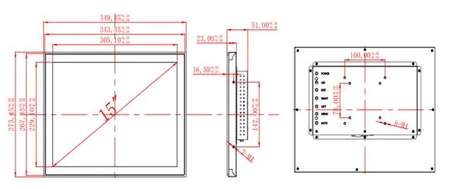 15 Inch Open Frame Capacitive Pcap Multi 10 Point Touchscreen Touch Screen Computer PC Monitor with TFT LCD 4: 3 1024X768 Display VGA Hdm DVI Interface 12V Port