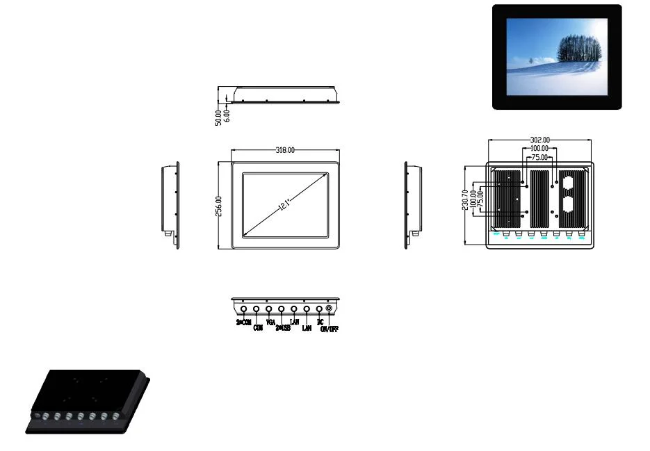 Fanless 12.1 Inch J1900 IP65 Capacitive Touch Screen Industrial Panel PC All in One PC Touchscreen Computer