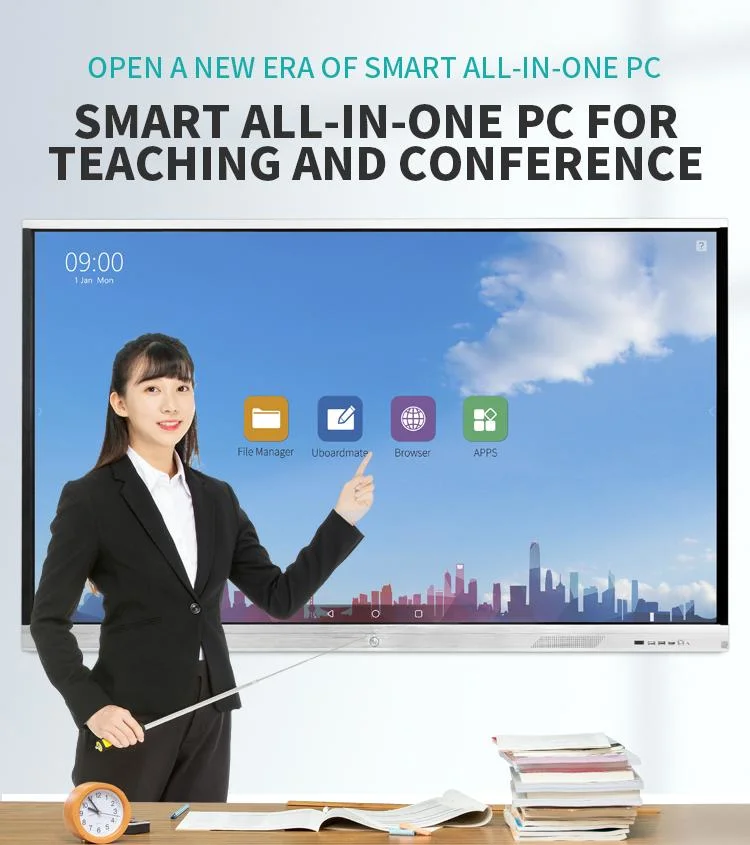 Dual OS X86 / Android 65 Inch All-in-One PC Electronic Writing Whiteboard Interactive Board Touch Screen